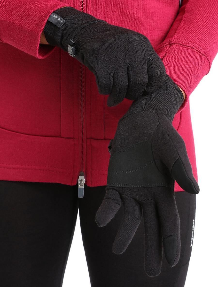 Black Icebreaker Unisex RealFleece™ Merino Sierra Men's Gloves | AU 1057NWYB